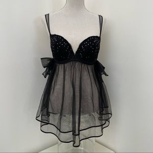 Victoria’s Secret Black Jeweled Bra Sized Babydoll 36D